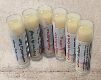 6pc Lip Balm Variety Pack Best Sellers - Cherry, Raspberry, Peppermint, and More