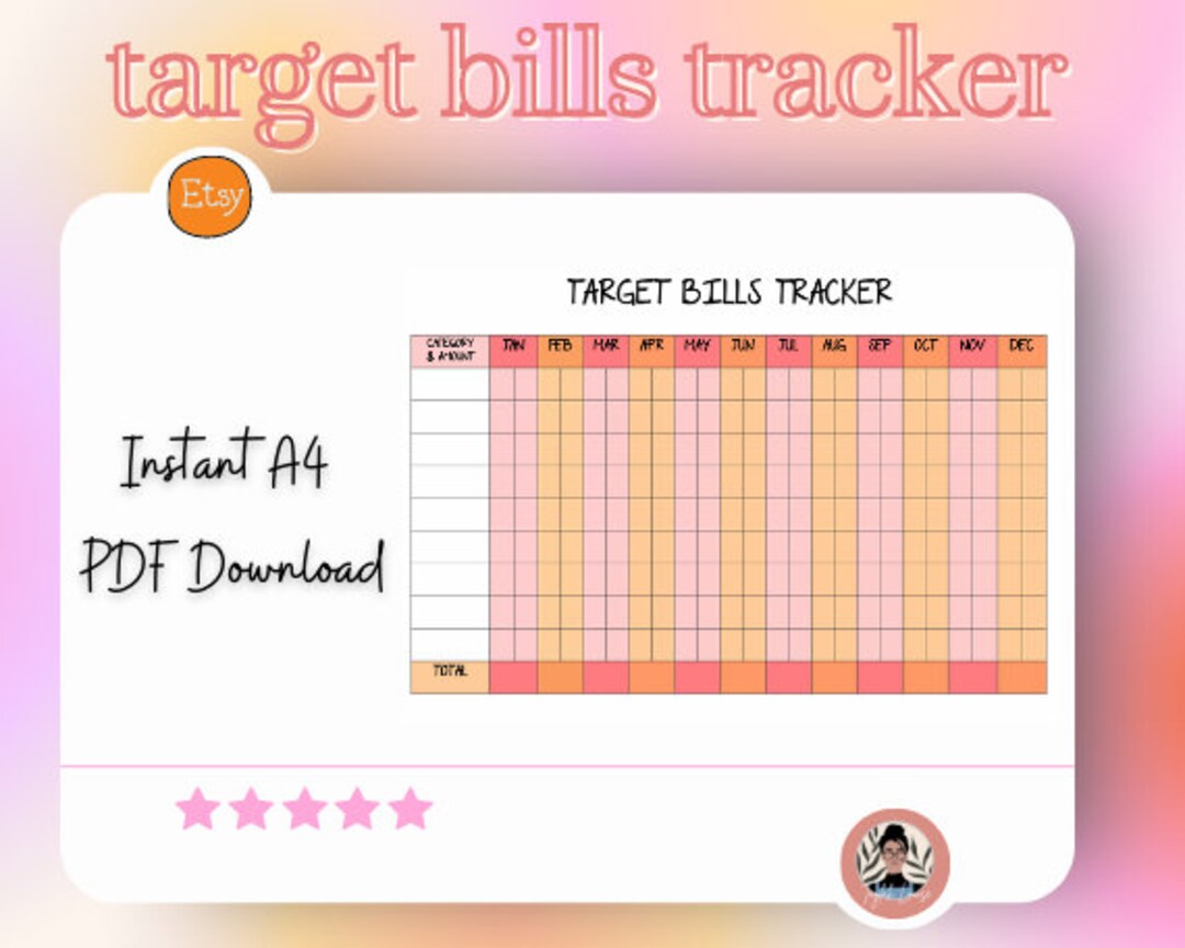 Target Bills Tracker Challenge Etsy Australia