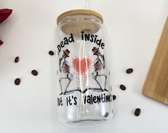 Skeleton Glass Coffee Cup | Dead Inside Glass Cup | Iced Coffee Glass | Beer Can Glass