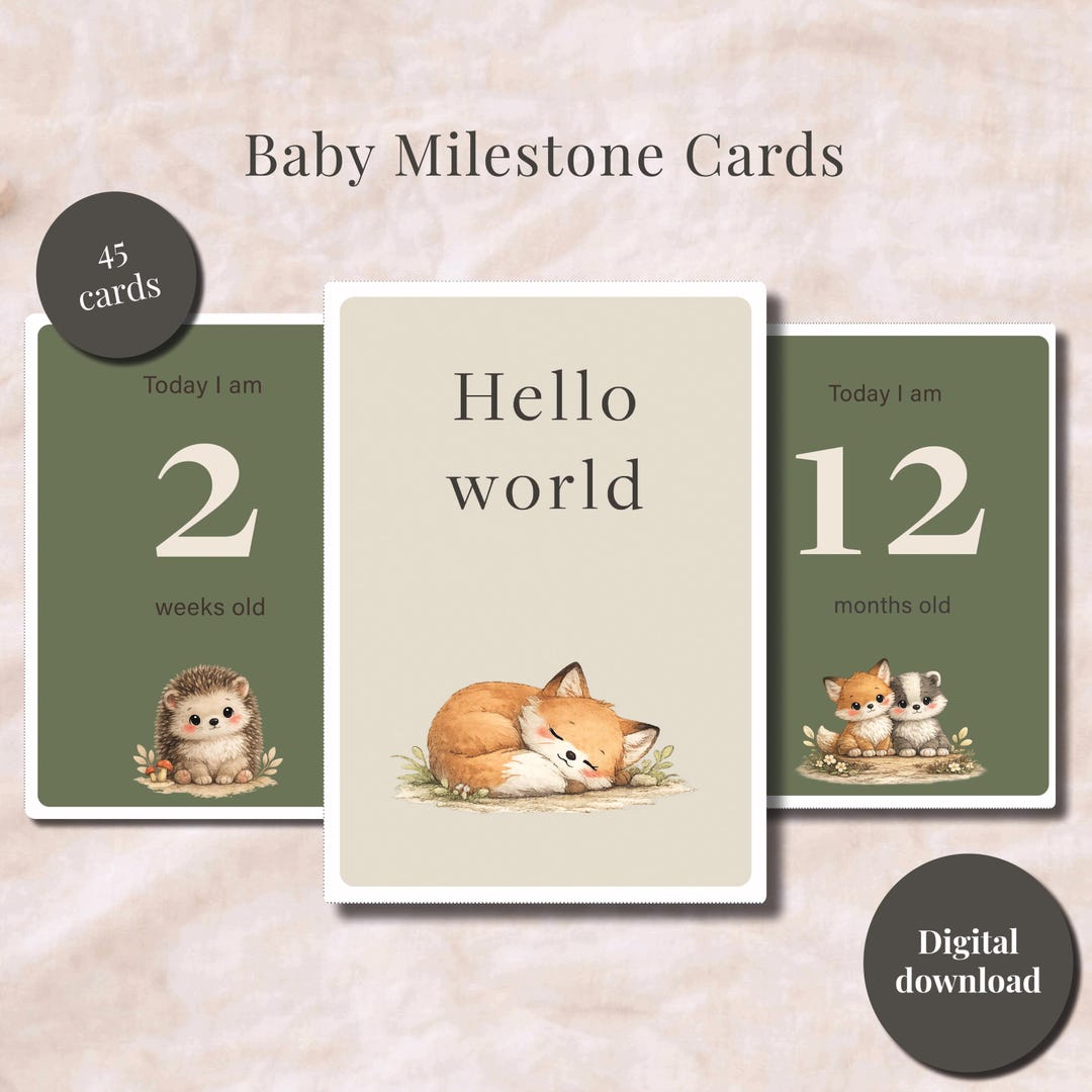 Luxury Woodland Baby Milestone Cards || Digital Download - Etsy Australia