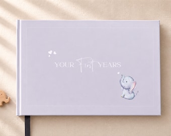 Elephant Baby Memory Book | Pregnancy to Age 5 Keepsake Journal | Gender Neutral Baby Shower Gift | First Year Baby Record Book UK