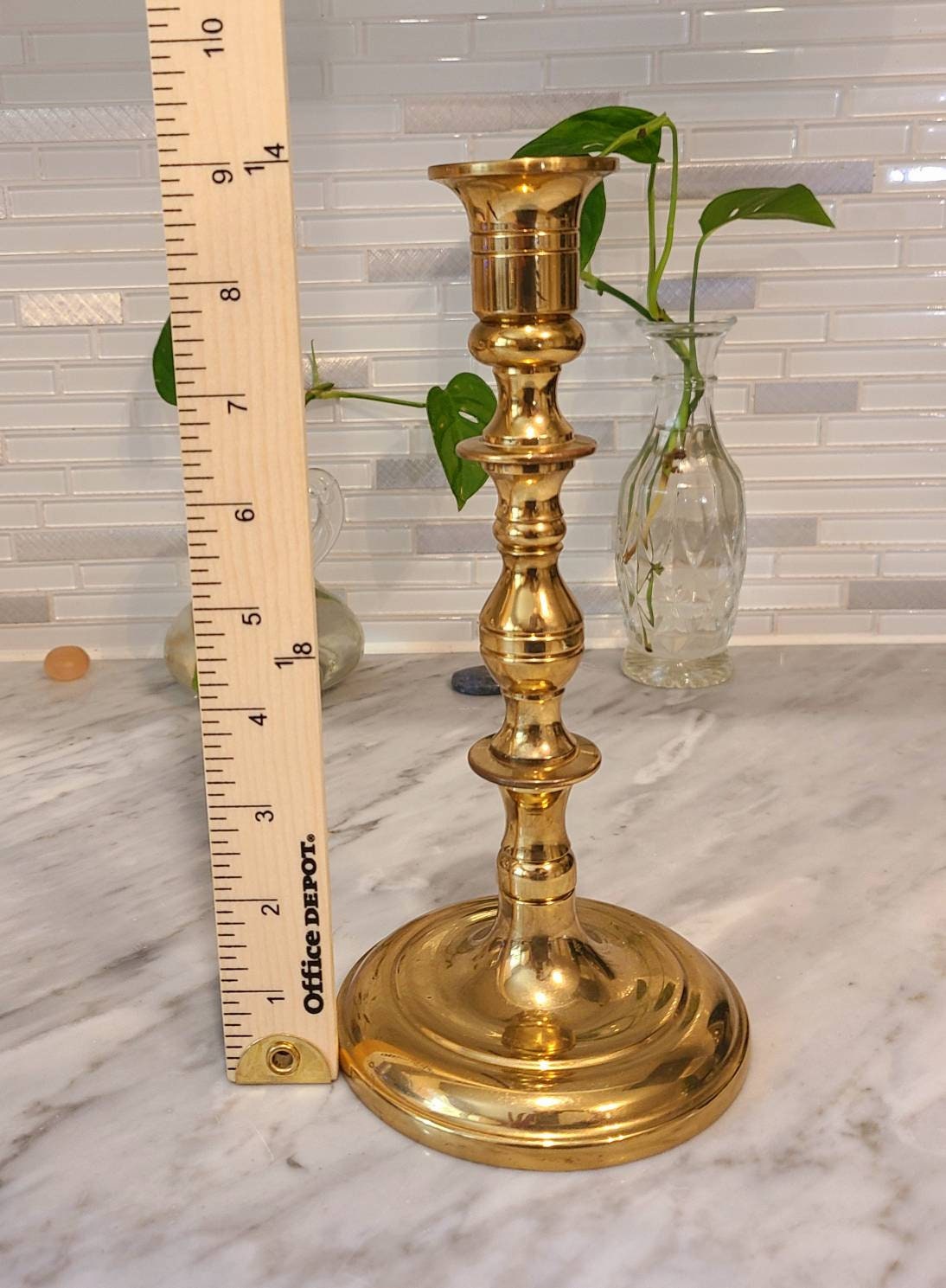 Vintage Ethan Allen candle stick holder / Solid brass Etsy
