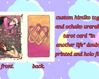 Carta del Tarot de My Hero Academia, Himiko Toga y Ochaco Uraraka "En otra vida", impresión holográfica de 2 caras diferentes