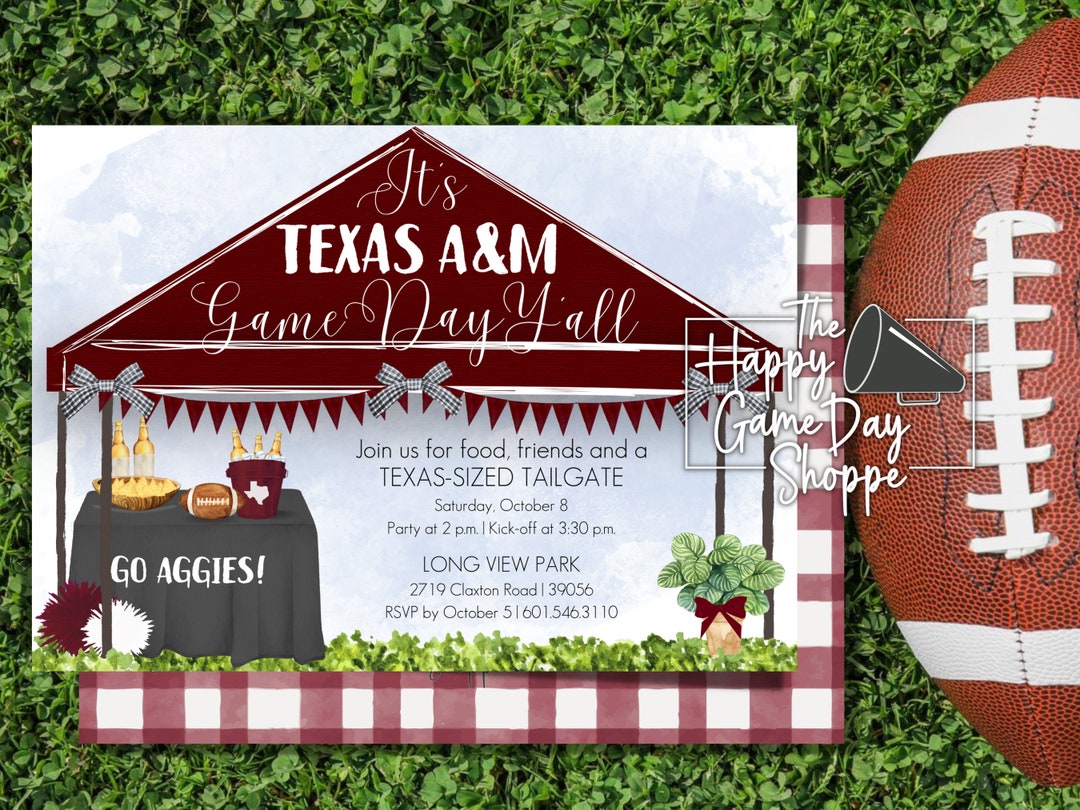Texas A&M Party Invitation DIGITAL DOWNLOAD Etsy