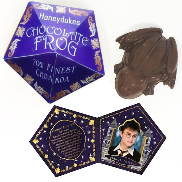 Honeydukes-inspired DIY Chocolate Frog Boxes Wizard Trading Cards Printable Party Props Magic Croakoa Instant Download PDF for Birthday Gift