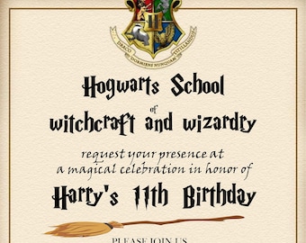 Editable, Personalized Wizard Birthday Party Invitation Wizard Template, Invitation Letter