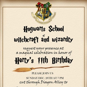 Editable, Personalized Wizard Birthday Party Invitation Wizard Template ...