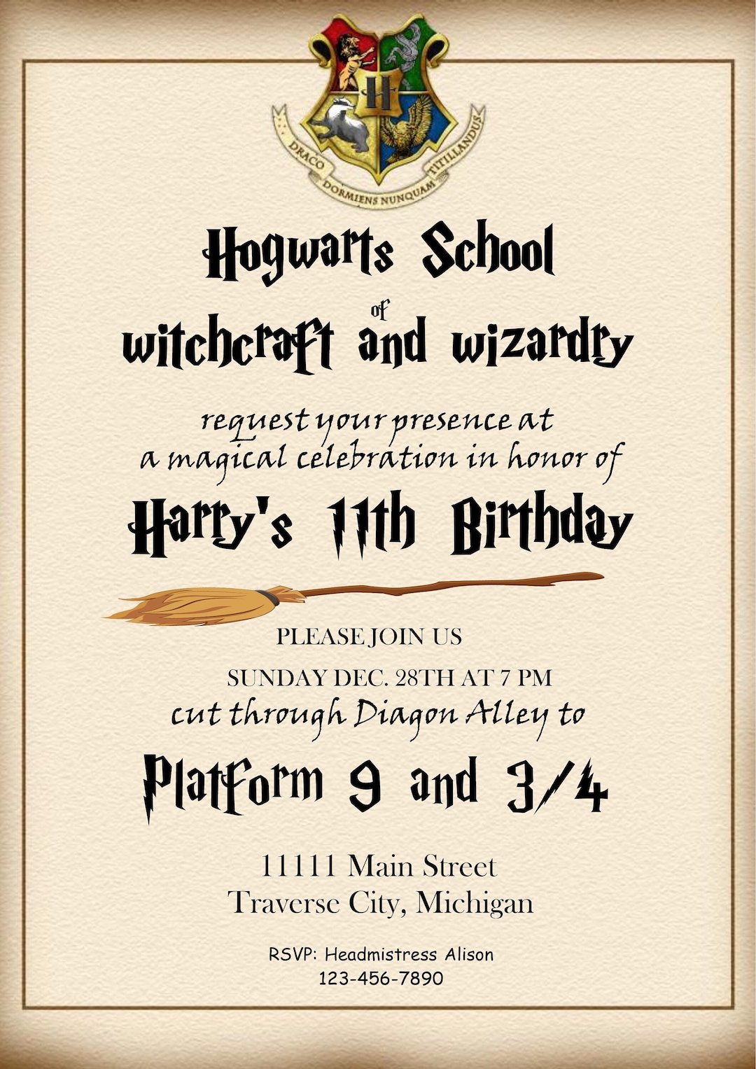 Editable, Personalized Wizard Birthday Party Invitation Wizard Template ...