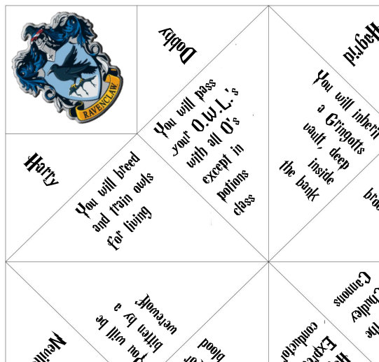 Wizarding World DIY Fortune Teller Harry P Cootie Catcher Magical Game ...