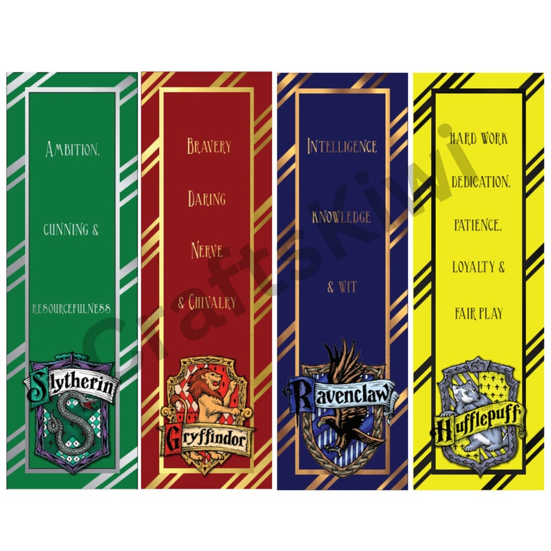 Printable Harry Pot Wizarding World Four House Crest Bookmarks House ...