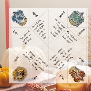 Adivino de la casa mágica DIY Harry P Cootie Catcher Juego mágico para fiesta temática de magos Actividad Origami Imprimible Descarga instantánea