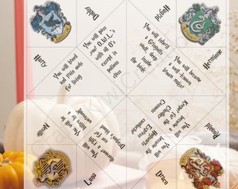 魔法界のDIY占い師ハリーPコティキャッチャー魔法ゲーム魔法使いテーマのパーティーアクティビティ折り紙印刷可能即時ダウンロード