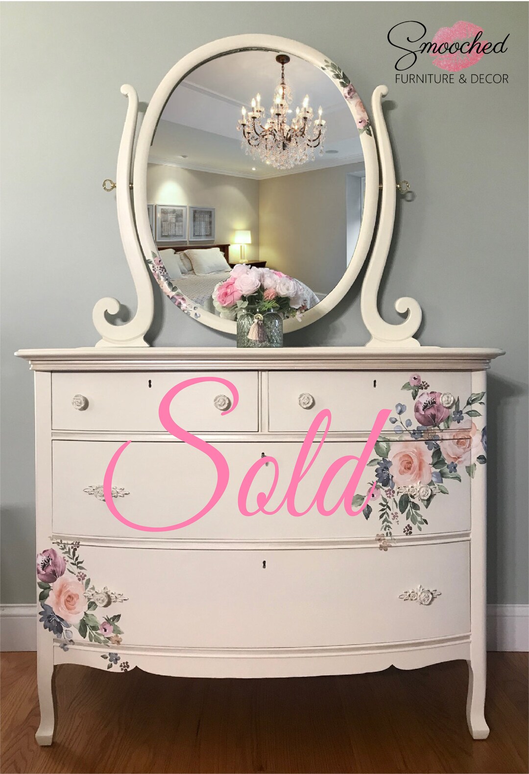 SOLD Vintage Dresser With Oval Mirror Etsy