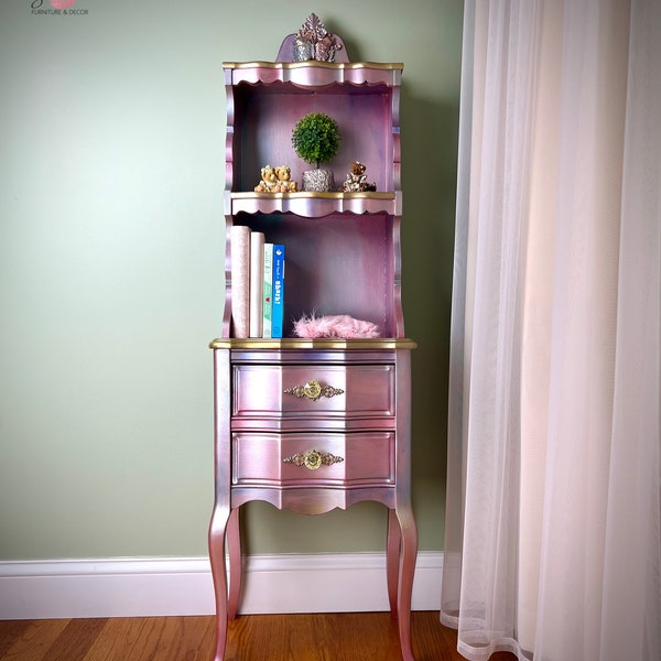 SOLD!! Do not buy! Carnival Glass Small Armoire | Small French Provincial Shelf.