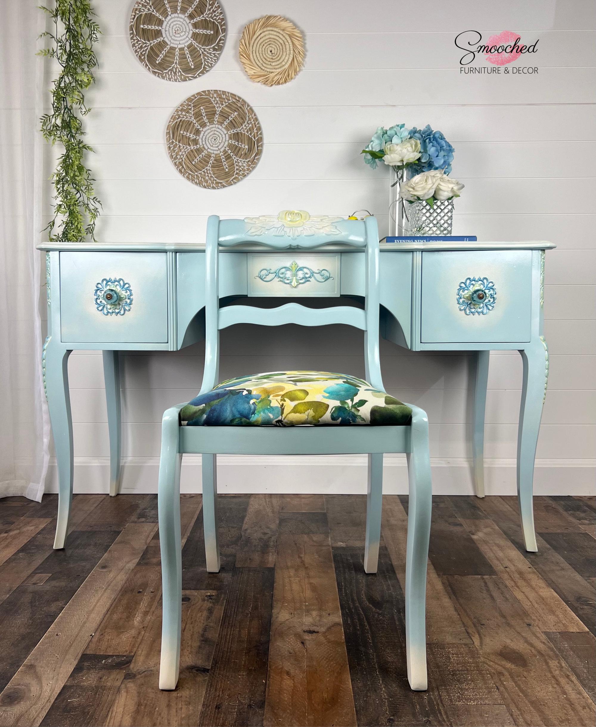 Blue Vanity Desk - Etsy