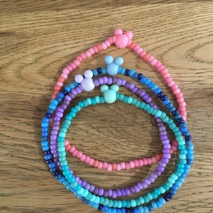 Disney Mickey Blue Green Purple Pink Bead Bracelet