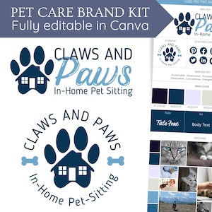 Editable House & Pet-Sitting Logo, Professional Trustworthy Design for Home/Pet Care Services. Dog Walking and Pet Sitting Logo Branding Kit