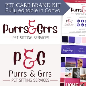 Dog Walking or Pet Sitting Logo Branding Kit, Premade Instant Pet Care Logo, Dog Walker, Pet Sitter Logo, Editable Canva Dog Brand Download