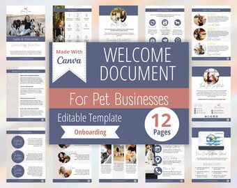 Dog Walkers/Pet Sitters Pet Care Editable Welcome Packet | Pet Business Canva Template | Add Your Own Pet Business Marketing Content