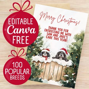 Dog Walking — Pet Sitting Client Christmas Card — Download & Print for Dog Walker — Pet Sitter Clients — Pet Business Holiday Xmas Gift Idea