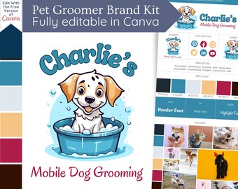 Image showcasing Dog Grooming Logo and Branding Kit - Etsy