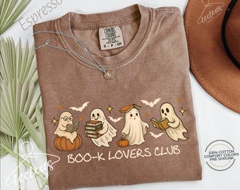 Halloween Bookish Shirt, Ghost Reading Books, Halloween Bookworm Gift, Book Lover ghost Shirt, Halloween Librarian Shirt, Comfort Colors