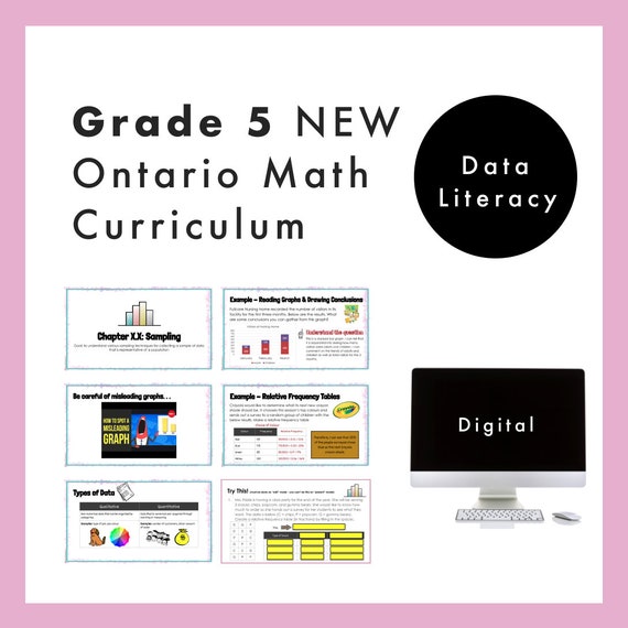 Grade 5 NEW Ontario Math Curriculum Data Literacy Digital Etsy