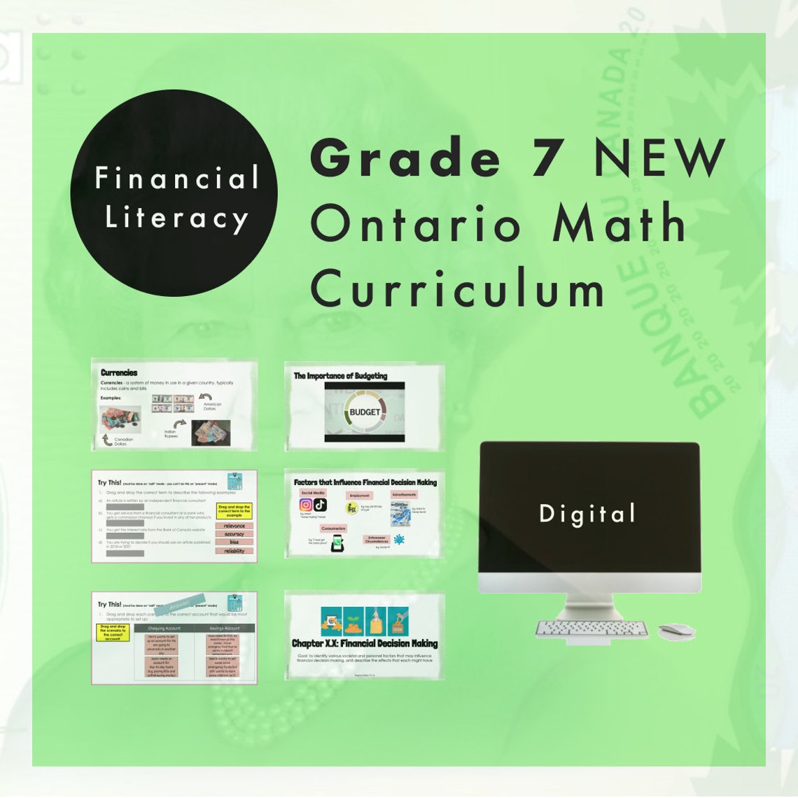 Grade 7 NEW Ontario Math Financial Literacy Digital Slides Etsy