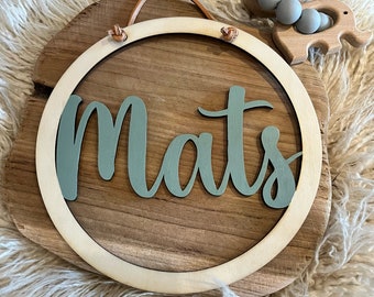 personalized nameplate made of wood, nameplate, wooden sign for the children's room, children's room decoration, nameplate for birth