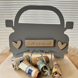 Money gift for the wedding, customizable wedding gift, money gift wedding gift, wood, car, bride and groom