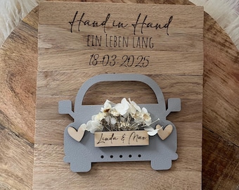 Wedding gift, money gift for wedding, personalizable gift for wedding, money gift, wood, car, bride and groom
