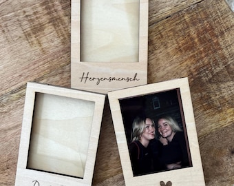 Bilderrahmen für Instax Mini Sofortbilder, Kleiner Holzrahmen personalisiert, Magnetbilderrahmen