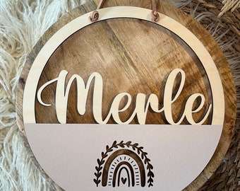 personalized wooden nameplate, nameplate, wooden sign for the children's room, children's room decoration, nameplate for birth
