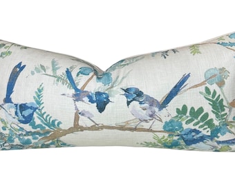 Lumbar Pillow Cover Birds French Style Country Cottage Home Decor Farmhouse Summer and Spring Pillows