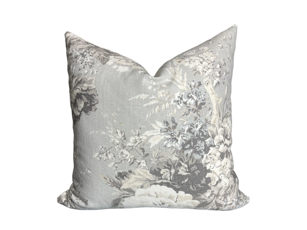 Gray Floral Pillow Cover Charcoal Gray and White Flowers Pillows Spring ...