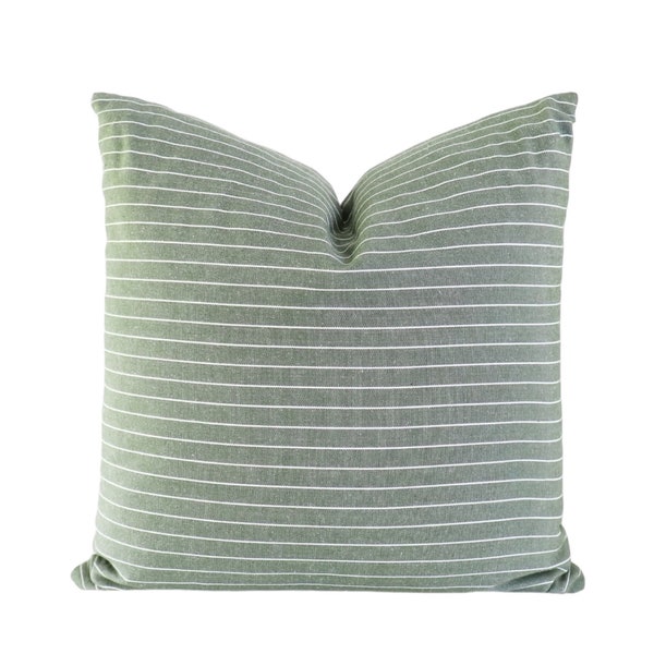 Green and White Stripes Pillow Cover Sage Throw Pillow Couch Pillow Spring Home Summer Decor