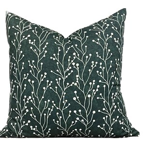 Christmas White Berries Pillow Cover Dark Green Pillow Forest Green Pillow