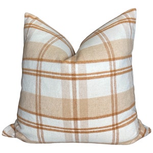 Plaid Caramel Pillow Cover 20x20 Couch Throw Pillows 18x18 Pillows