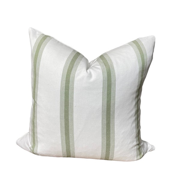 Green Stripe Pillow Cover Spring Pillow Summer Throw Pillow