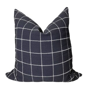 Black & Ivory Windowpane Pillow Cover 18x18 Throw Pillow 20x20 Couch Pillow Cover