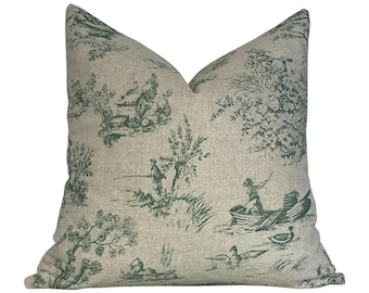 Funda de almohada Toile con diseño de campo verde, almohadas de primavera, almohadas de verano, funda de almohada decorativa para sofá, patos