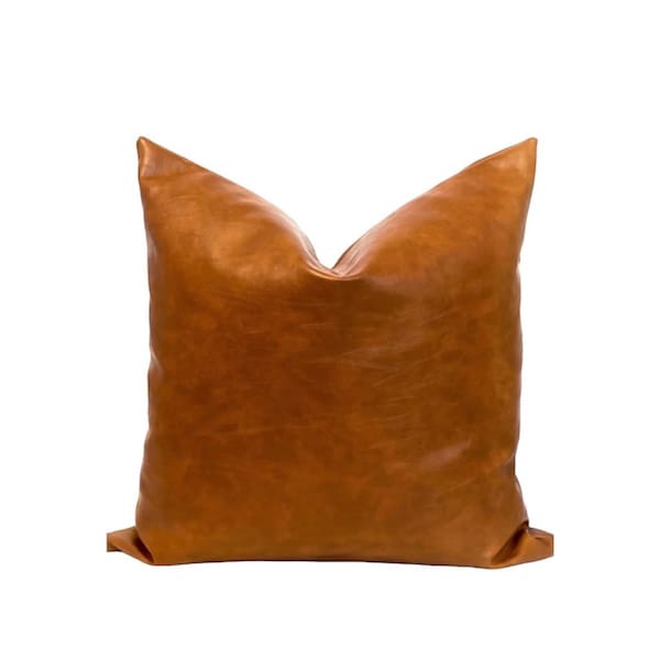 Faux Leather Pillow - Etsy