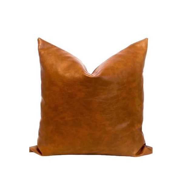 Faux Leather Pillow Etsy