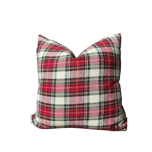 Tartan Red Plaid Pillow Cover / Winter Home Decor / Cozy Winter Pillow Cover/ Christmas Pillow Cover /Farmhouse Pillow