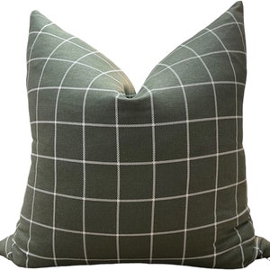 Sage Green Pillow Cover Olive Green Fall Pillows Christmas Pillows  Cottage Core Throw Pillow Farmhouse Windowpane Plaid Couch Pillows