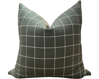 Sage Green Pillow Cover Olive Green Fall Pillows Christmas Pillows  Cottage Core Throw Pillow Farmhouse Windowpane Plaid Couch Pillows