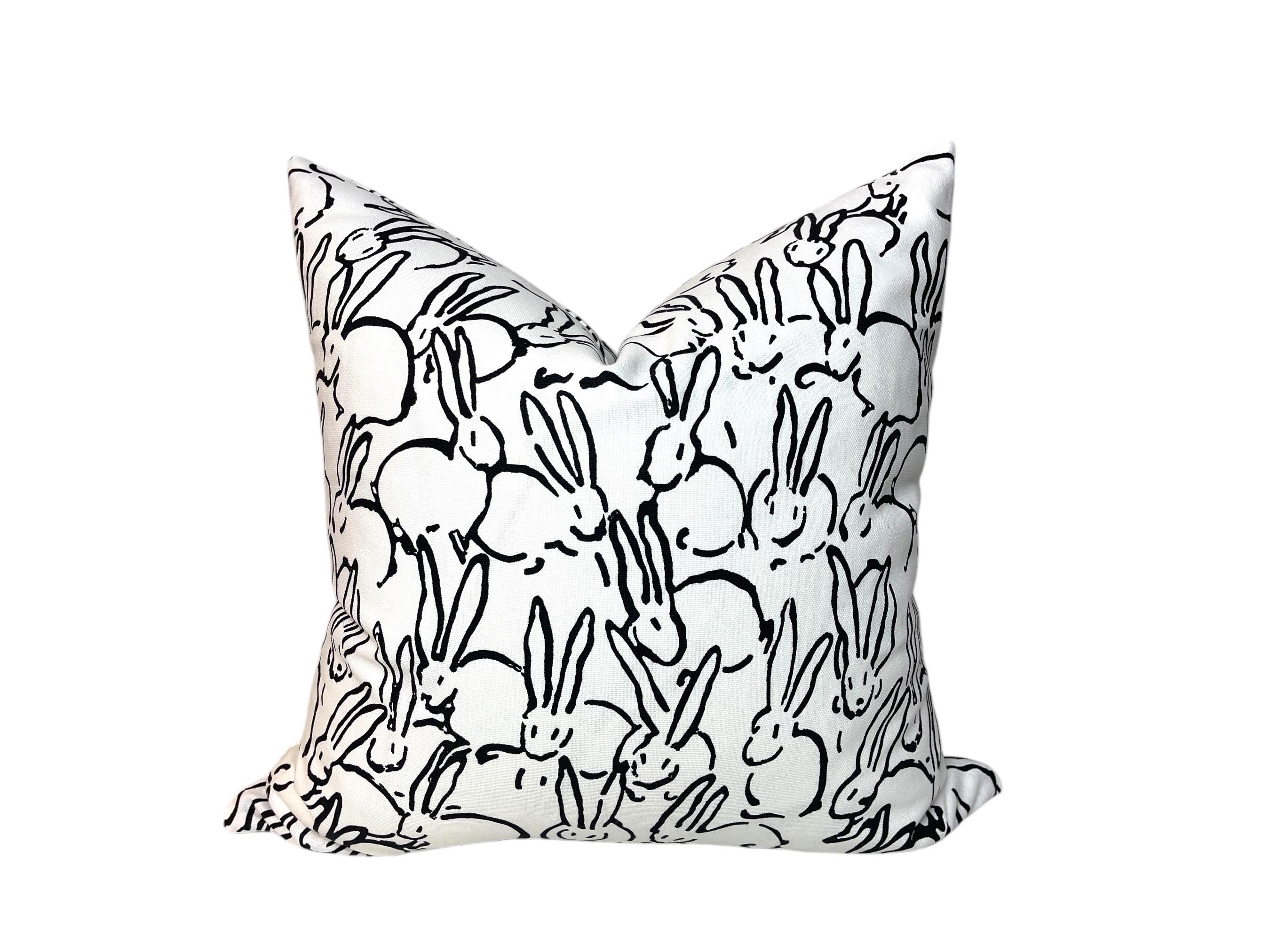 Federa per cuscino a forma di coniglietto pasquale, cuscino a forma di coniglio, cuscino primaverile, cuscino moderno per divano bianco e nero