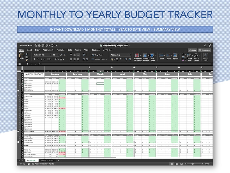 Budget Spreadsheet Microsoft Excel
