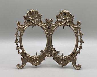 Antique Brass Double Photo Frame: Victorian Oval Picture Frame