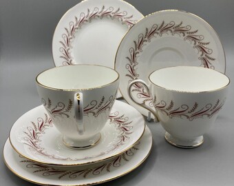 Vintage Paragon Melody Tea Set: White Terracotta & Gold Bone China